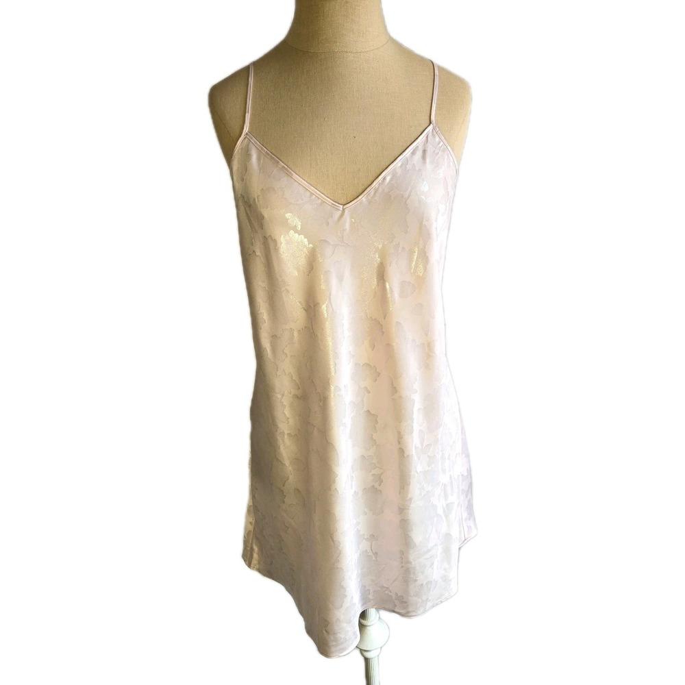 Victoria's Secret Pink Foil‎ Print Nightgown Slip Dress Chemise Size M Low Back